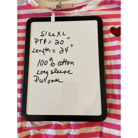 Loft Long Sleeve T Shirt Size XL Top Pink White Stripes 100% Cotton + Stretch - Picture 9 of 9